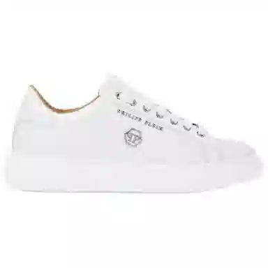 PHILIPP PLEIN Hexagon White Leather Sneakers