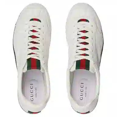 GUCCI Shift Lace-Up Low Sneakers White