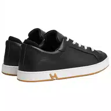 Hermes Calfskin Round Toe Low Sneakers Black