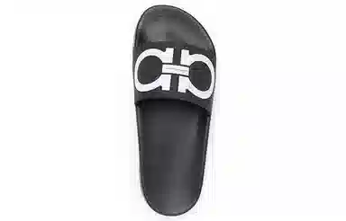 Ferragamo Gancini Print Open Toe Sandals Black