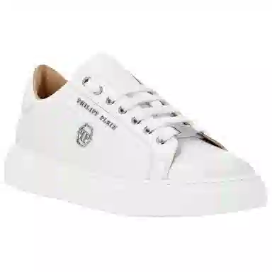 PHILIPP PLEIN Hexagon White Leather Sneakers