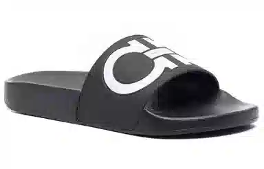 Ferragamo Gancini Print Open Toe Sandals Black