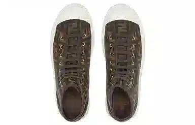 Fendi Domino Canvas High-Top Sneakers Brown