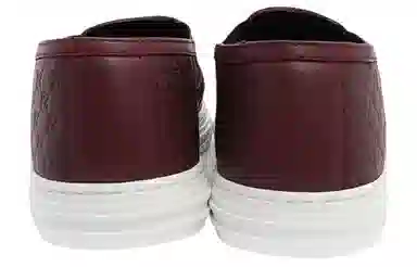 Gucci Leather Slip-On Fashion Sneakers Burgundy