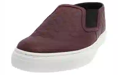 Gucci Leather Slip-On Fashion Sneakers Burgundy