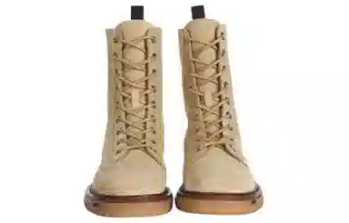 DIOR Leather Lace-Up Mid Martin Boots Brown