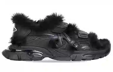 Balenciaga Track Sandal Fake Fur Black