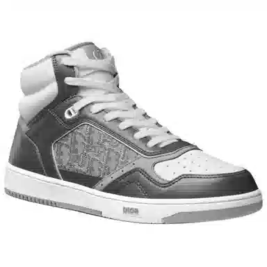 DIOR B27 Leather Oblique High Top Sneakers Gray