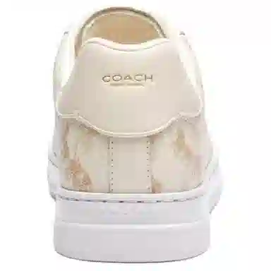 COACH Highline Round Toe Lace-Up Low Top Sneakers Beige