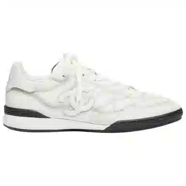CHANEL 25B Calfskin Low Sneakers Gray White