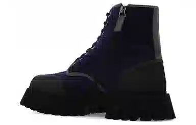 Gucci Canvas Lace-Up Boots Blue