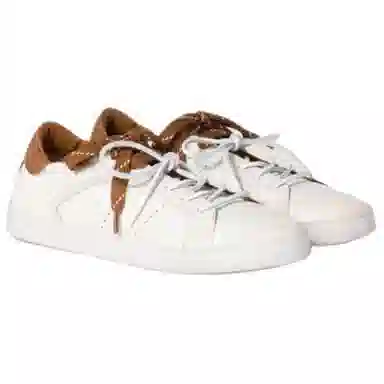 Miu Miu Ruches Leather Sneakers White Brown