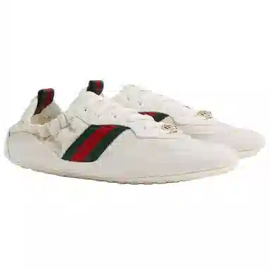 GUCCI Shift Round Toe Low Sneakers White