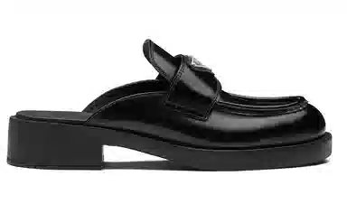 PRADA Leather Slip-On Mule Black