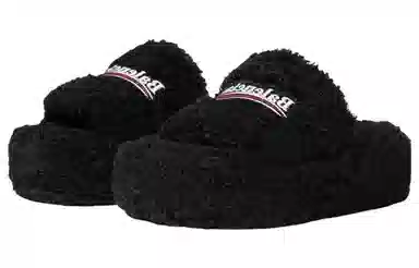 Balenciaga Furry Slide Black