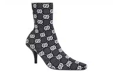 Gucci GG Knit Ankle Boots Black White