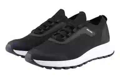 Prada Logo Lace-Up Sneakers Black
