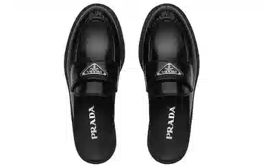 PRADA Leather Slip-On Mule Black