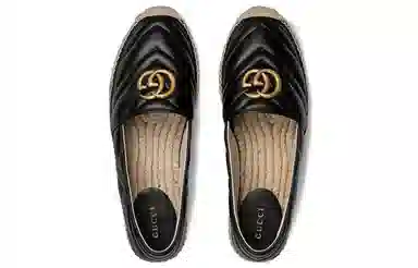 Gucci Logo Fisherman Flats Black