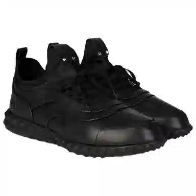 Valentino Round Toe Lace-Up Low Sneakers Black