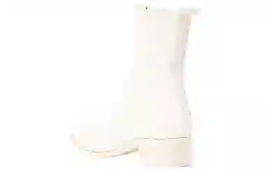 GUIDI Front Zip Ankle Boot White