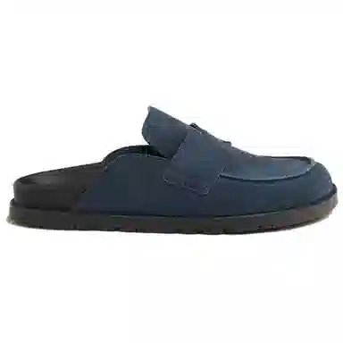Hermes Round Toe Slip-On Loafers Blue