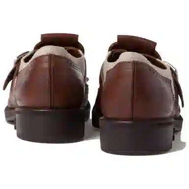 Miu Miu Round Toe Leather Dress Shoes Brown Gray