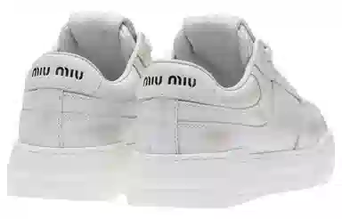 Miu Miu Leather Low-Top Sneakers White