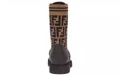 Fendi FF Motif Leather Biker Boots Black