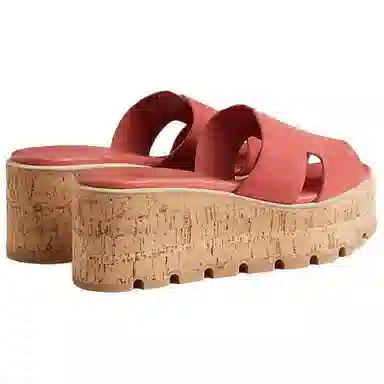 Hermes Eze Suede Slide Sandals Orange