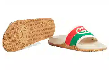 Gucci Slide Sandals White Orange Green