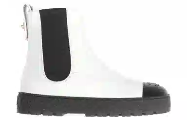 CHANEL Chelsea Boots White Black