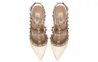 Valentino Rockstud Patent Leather Heel 10cm White