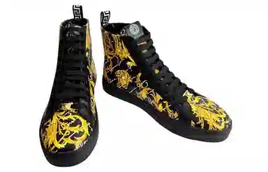 Versace Barocco High Top Sneakers Black Gold