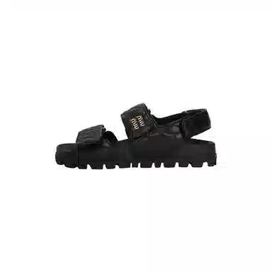 Miu Miu Leather Open Toe Sandals Black