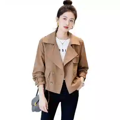 【dme】 小个子短双排扣翻领风衣 女款