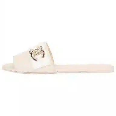 CHANEL Leather Slide Sandal Beige