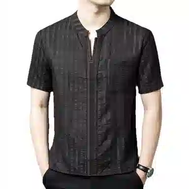 MH V-Neck Striped Silk T-Shirt