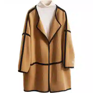 【dme】 气质撞色翻领中长款双面呢长袖大衣 女款