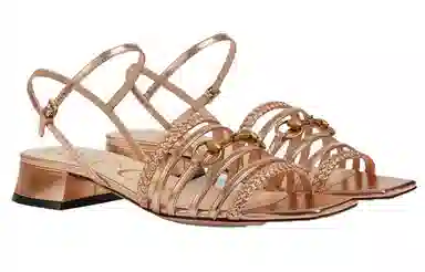 Gucci Horsebit Leather Sandals Rose Gold
