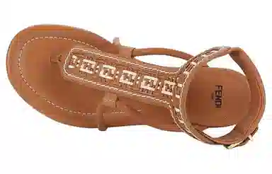 Fendi Leather Buckle Platform Sandals Brown