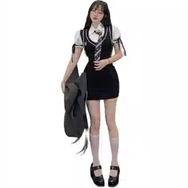 哒头下雨不愁 休闲简约优雅短袖连衣裙 女款