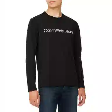 Calvin Klein Logo Crewneck Long Sleeve Tee Black
