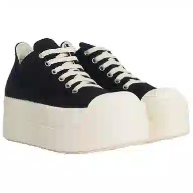 Rick Owens DRKSHDW Twill Platform Low Sneakers Black