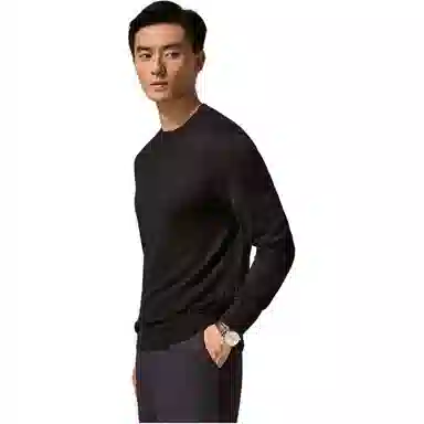 迪柯尼 纯色简约圆领修身保暖毛衣 男款