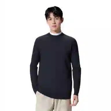 恒源祥 厚款半高领纯色针织毛衣 男款