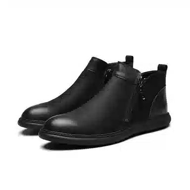 PARDASAUL Round Toe Side Zipper Boots Black