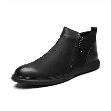 PARDASAUL Round Toe Side Zipper Boots Black