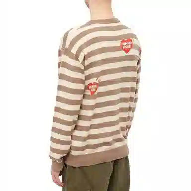 HUMAN MADE FW22 Striped Logo Sweater Yellow