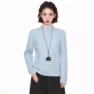 木清清 舒适亲肤半高领内搭打底衫加绒加厚长袖上衣针织衫 女款